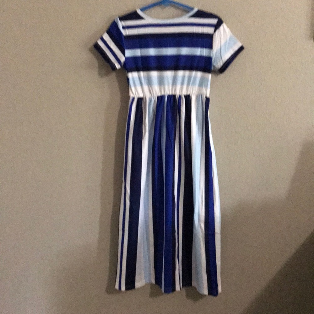 Blue Stripped Girls Maxi Dress with pockets - Picture 4 of 6